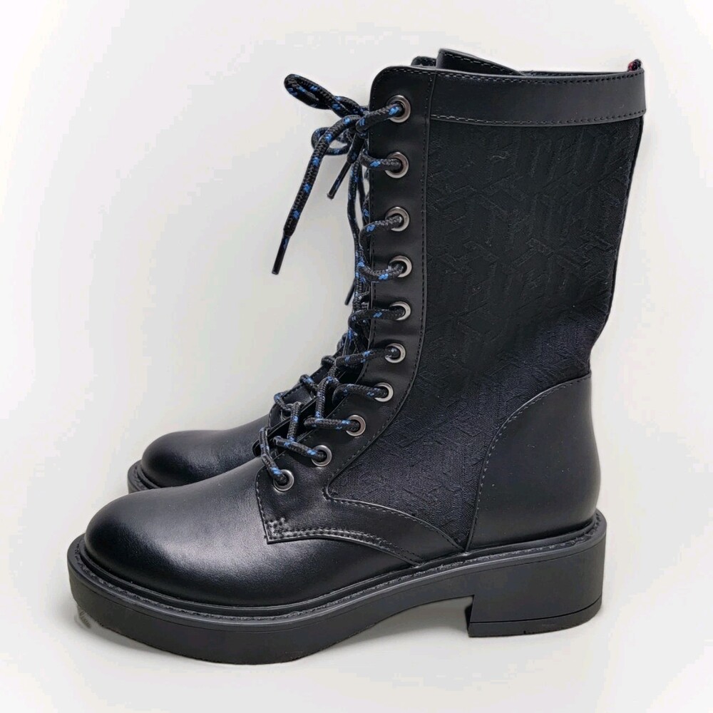 Tommy Hilfiger Taiki Monogram Jacquard Lace-Up Combat Boots